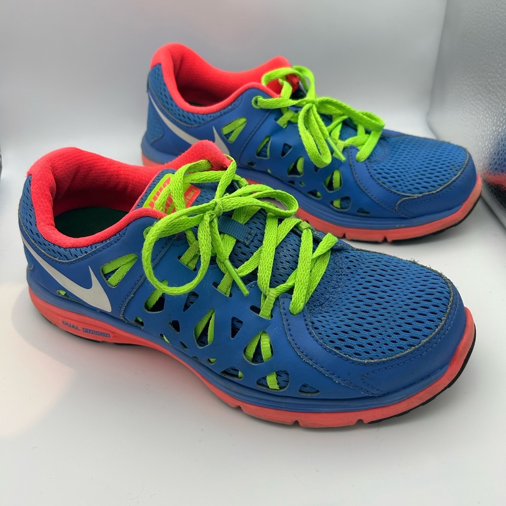 Nike Blue and Neon Green Women's Sneakers